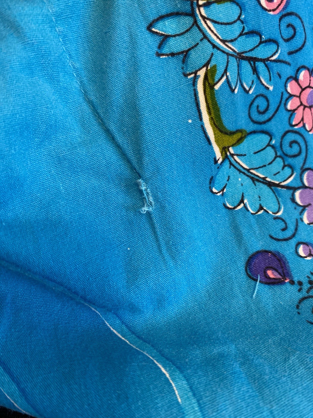 VTG Neiman Marcus Blue Peacock Floral Maxi Kaftan Mumu Dress Size M/L