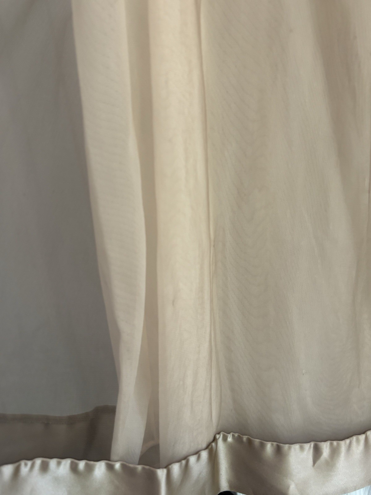 VTG Gossamer Artemis Nylon Chiffon Lace Nightgown Beige Med Petite Short 34”