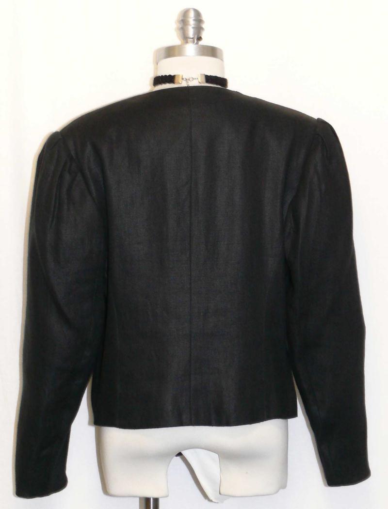 BLACK ~ LINEN German Women Summer Short Dress Skirt Pants Suit JACKET / 44 10 M