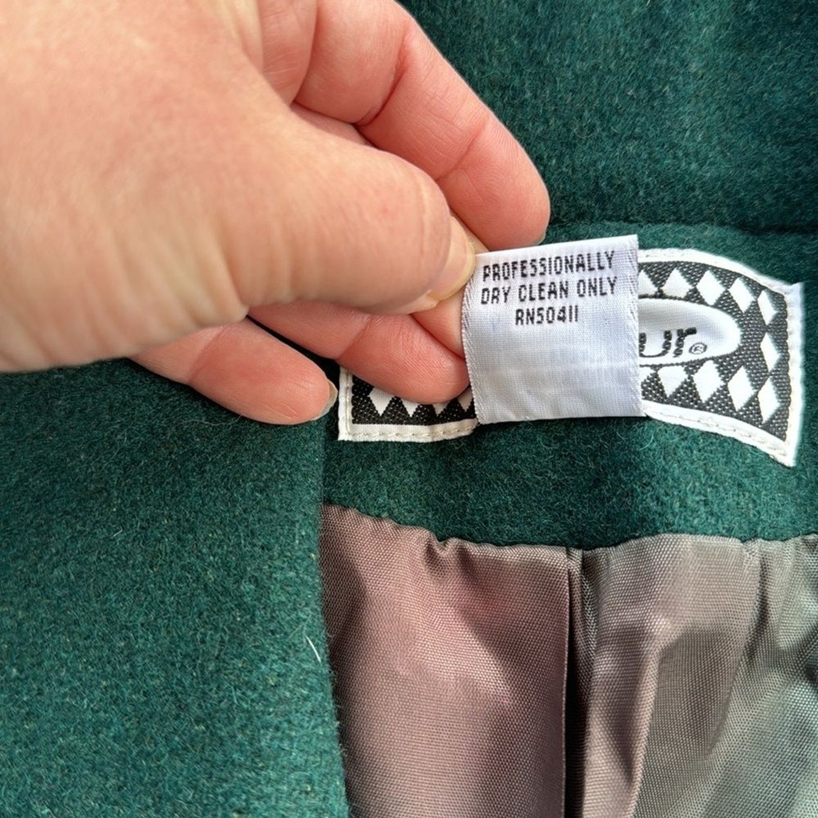 Vintage Bonjour Wool Peacoat Green Large