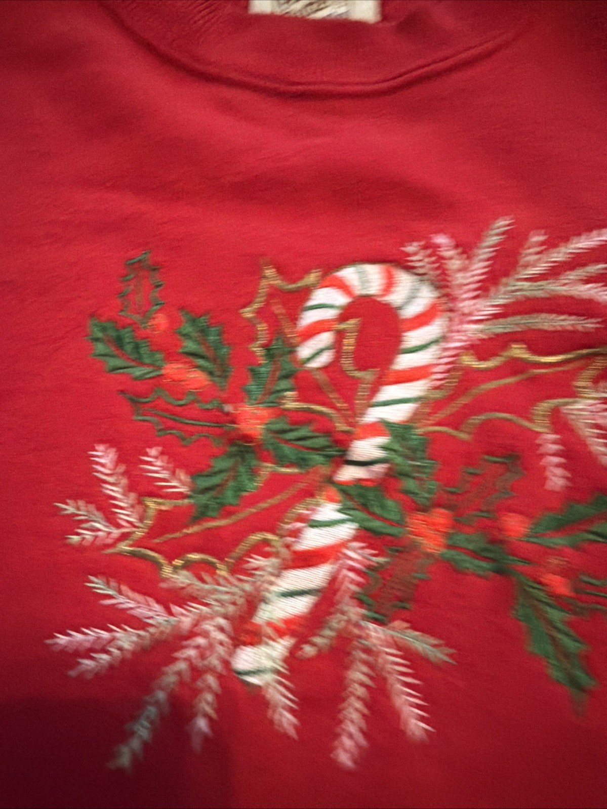 Vintage 1980s Women’s Christmas Holiday Red Sweatshirt M Peanut Butter & Jelly