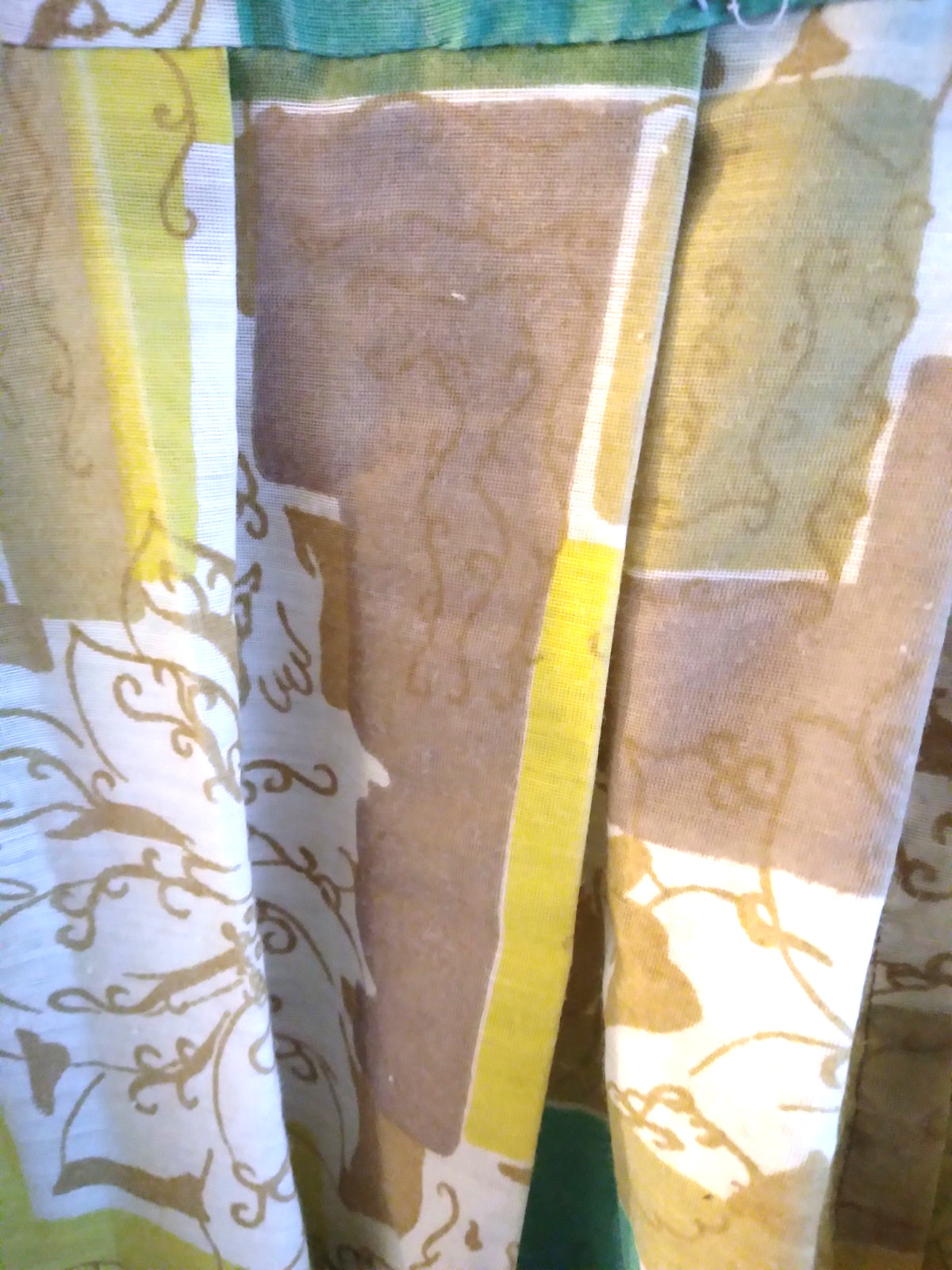 Vintage 50s Dress M Novelty Print Green Yellow Original Belt cotton chiffon 60s