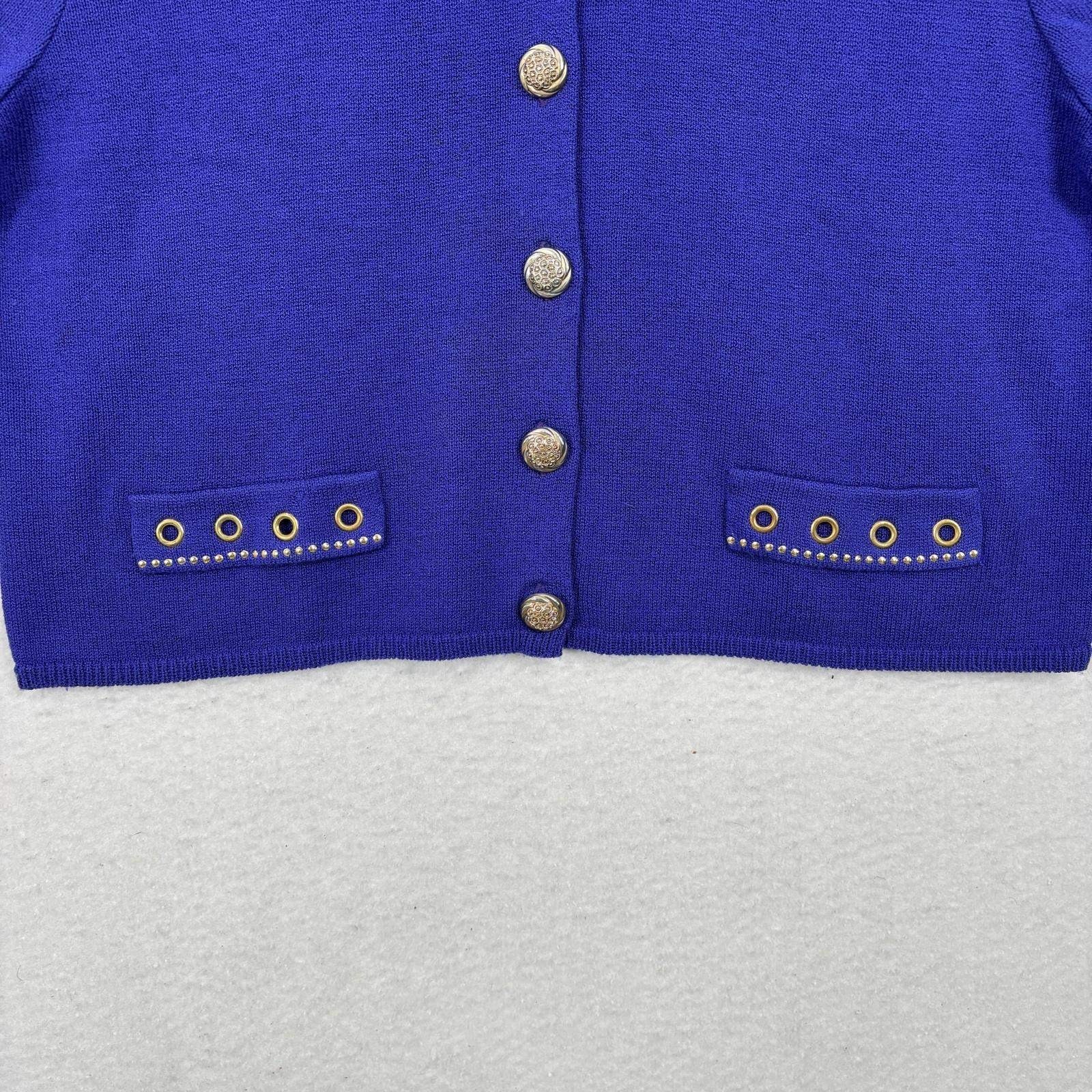 Vintage Laura by Alyzia Royal Blue Knit Cardigan Pants Set 18 Classic Old Money