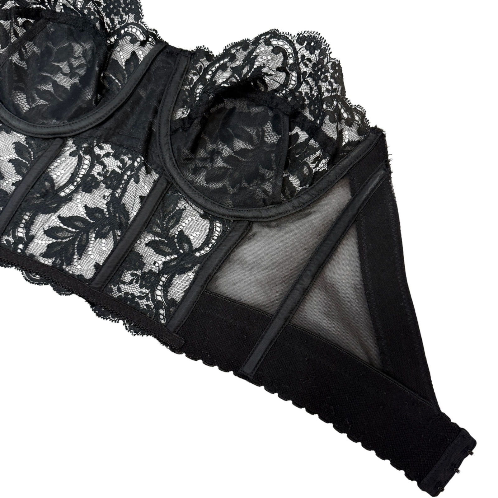 Vintage Fleur de Lace by Smoothie Black Lace Bustier 36Cc