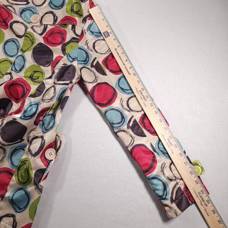 Jou Jou Vintage 1990s Colorful Circle Print Trench Coat Womens M Good Condition