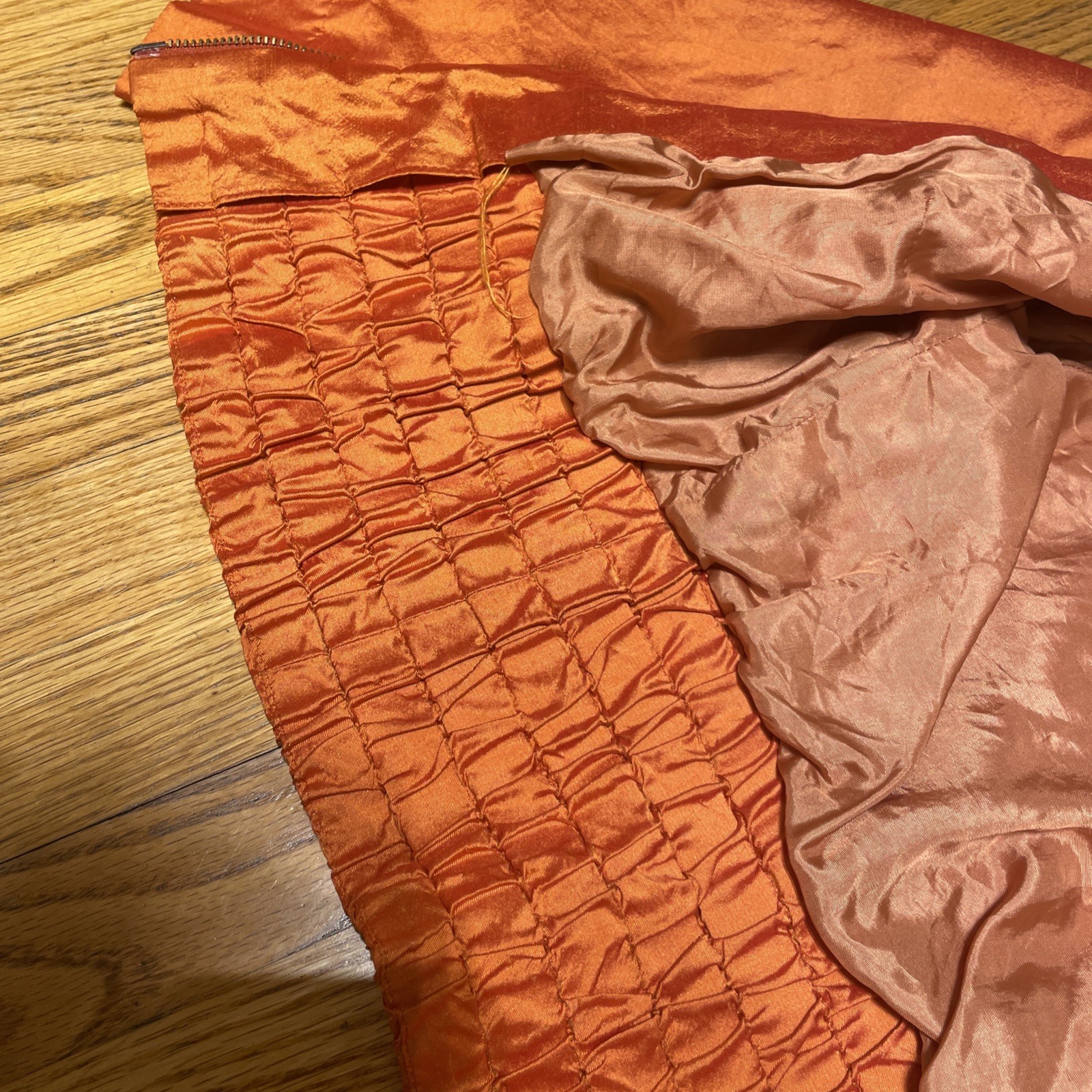 Vintage Singh S. Madan Silk Bronze Orange 100% Silk Bomber Jacket US 4 Small