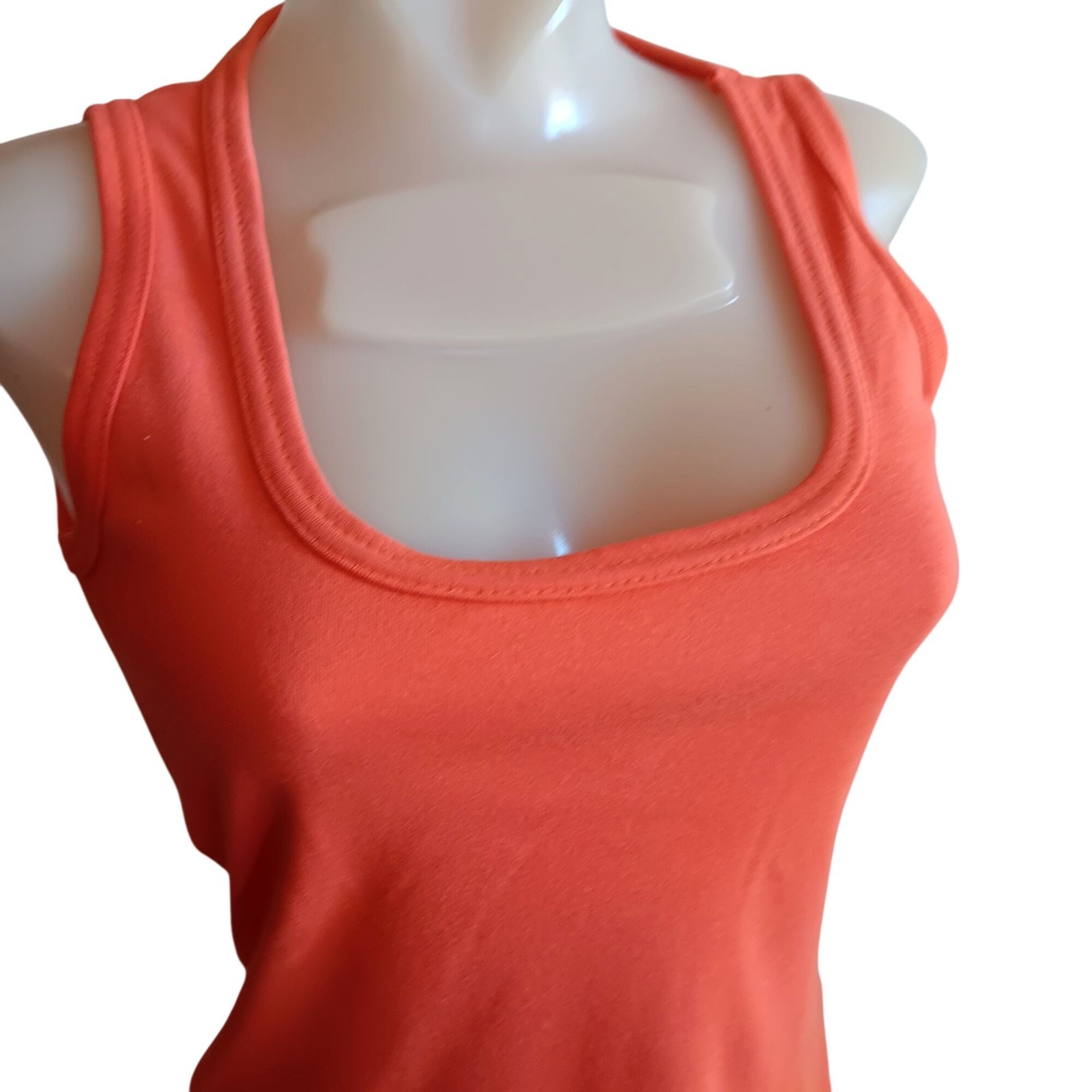 Women’s S/M Single Stitch Vintage Orange Sleeveless Scoop Neck Tank Top 1960’s