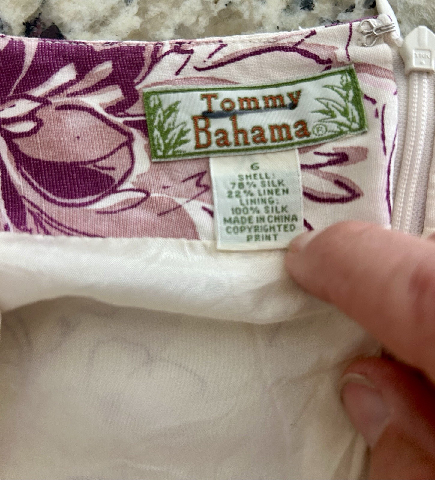 Vintage Tommy Bahama Silk/Linen Tropical Flower Pattern Lined Skirt Size 6