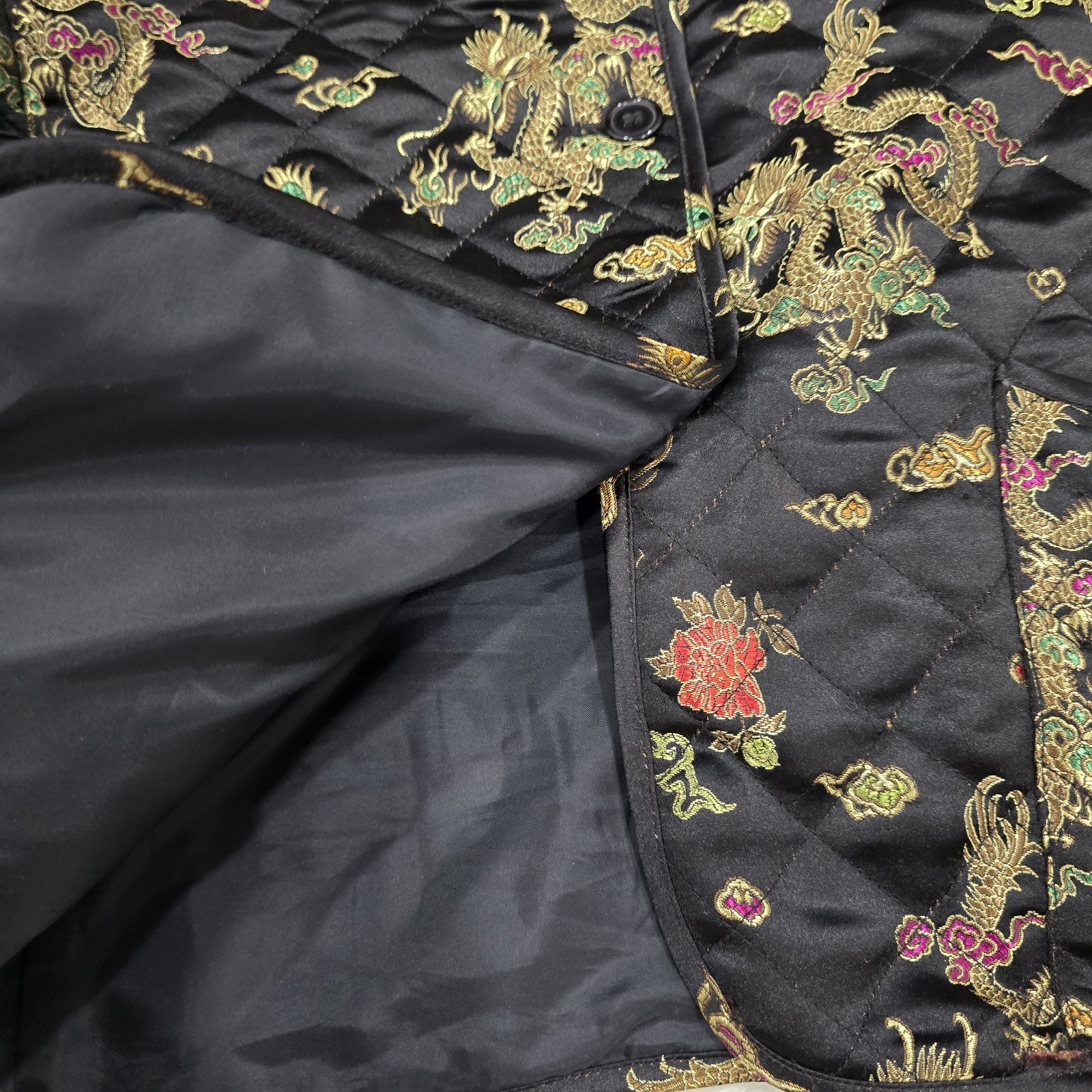 Vintage 90s Uniform John Paul Richard Quilted Dragon Phoenix Jacket Brocade M