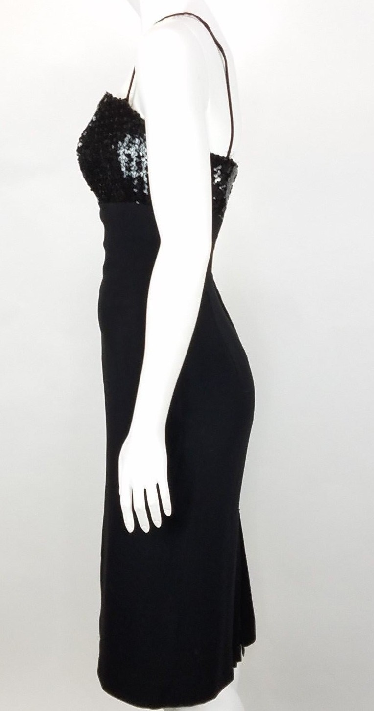 Vintage Jay Herbert Dress Size 12 Black Cocktail Party Dress Sweetheart Sequins