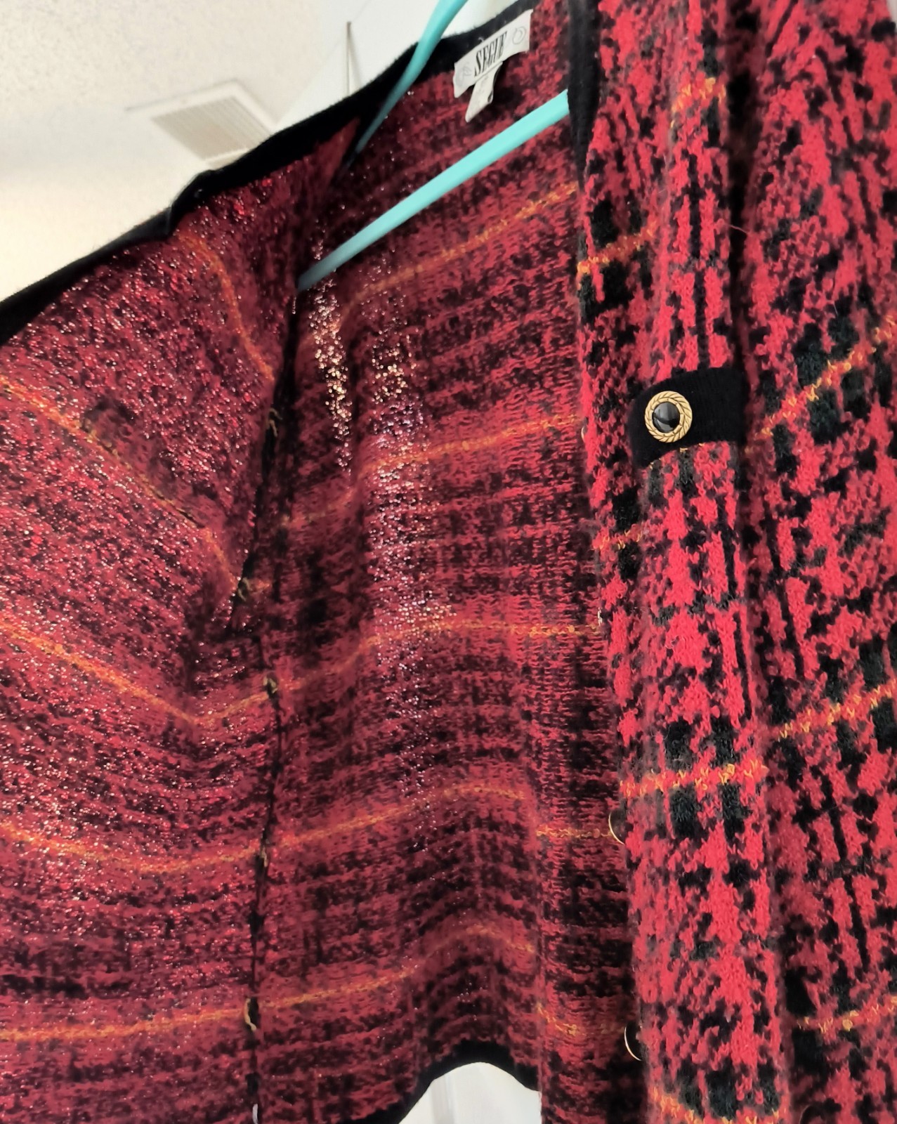 Vintage Plaid Segue Sweater Size 2X Red Green Black And Gold