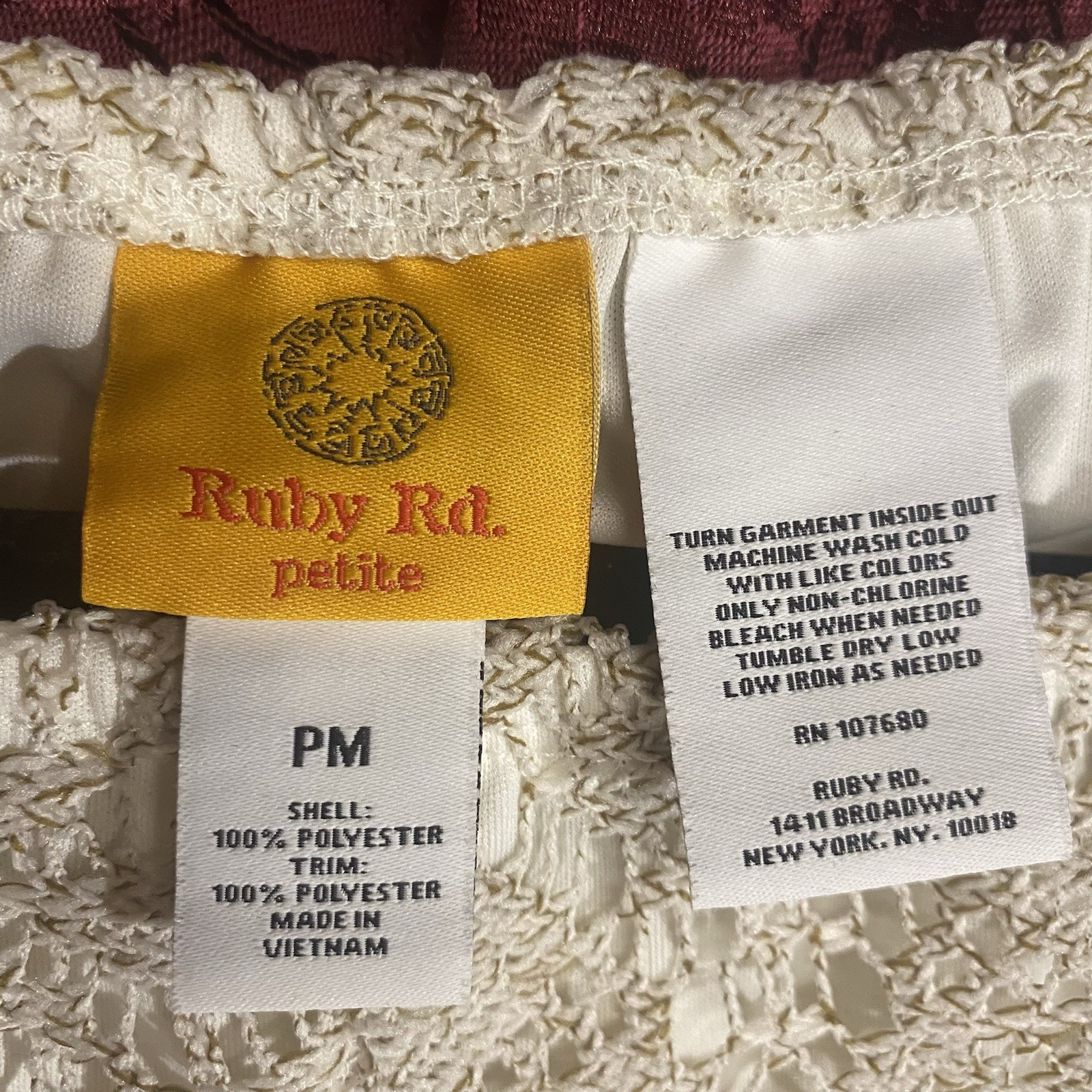Ruby Rd Cream Lace Flowing Skirt, Lined, Size PM, Elastic Waist, Flowing