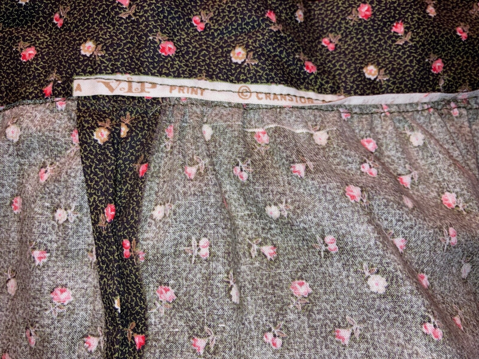 Handmade Vintage VIP Fabric Cranston Print Works Micro Floral Prairie Skirt XS-S