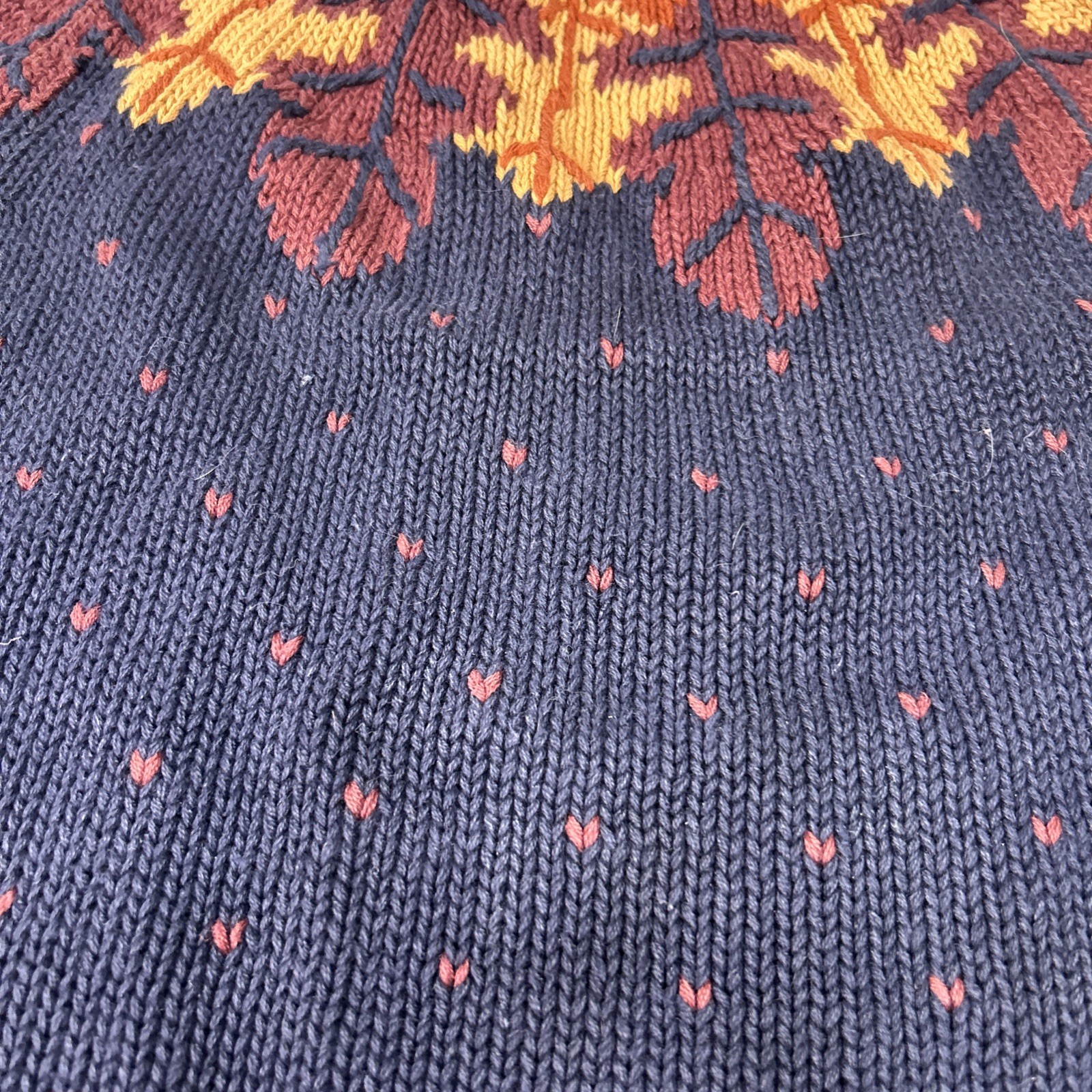 VTG 80’s Van Heusen For Her Hand Embroidered Sweater Hearts Leaves Mock Neck S