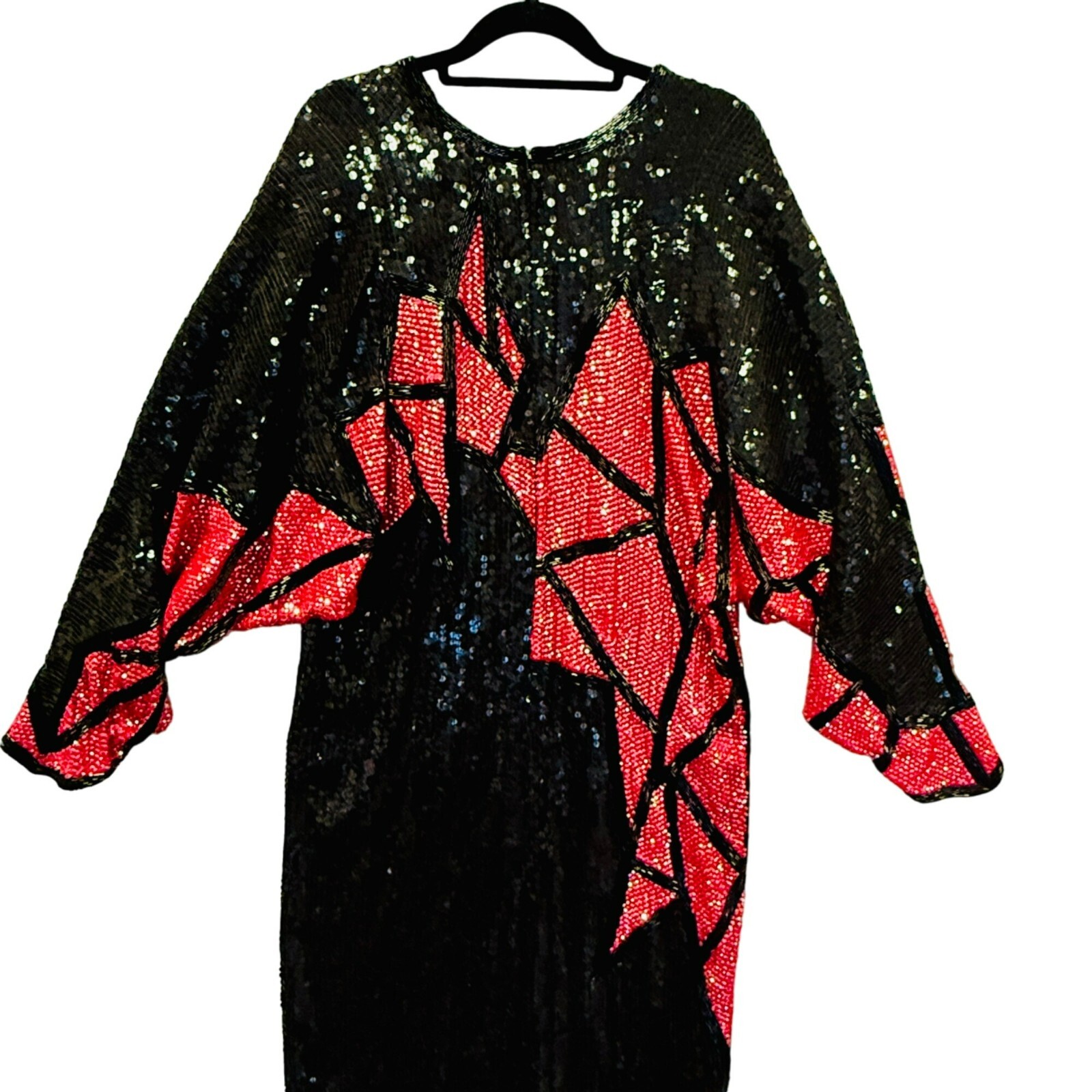 Vtg Riazee 1920 Style Runway Couture Silk Dramatic Fully Beaded Sequin Silk Gown