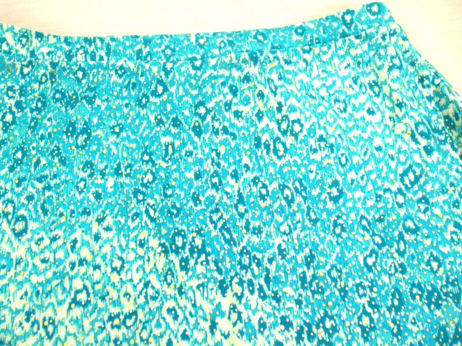 Ste Jan-Marie Women M Cover Up Skirt Beach Cruise Shiny Silver Aqua Stretch 80s