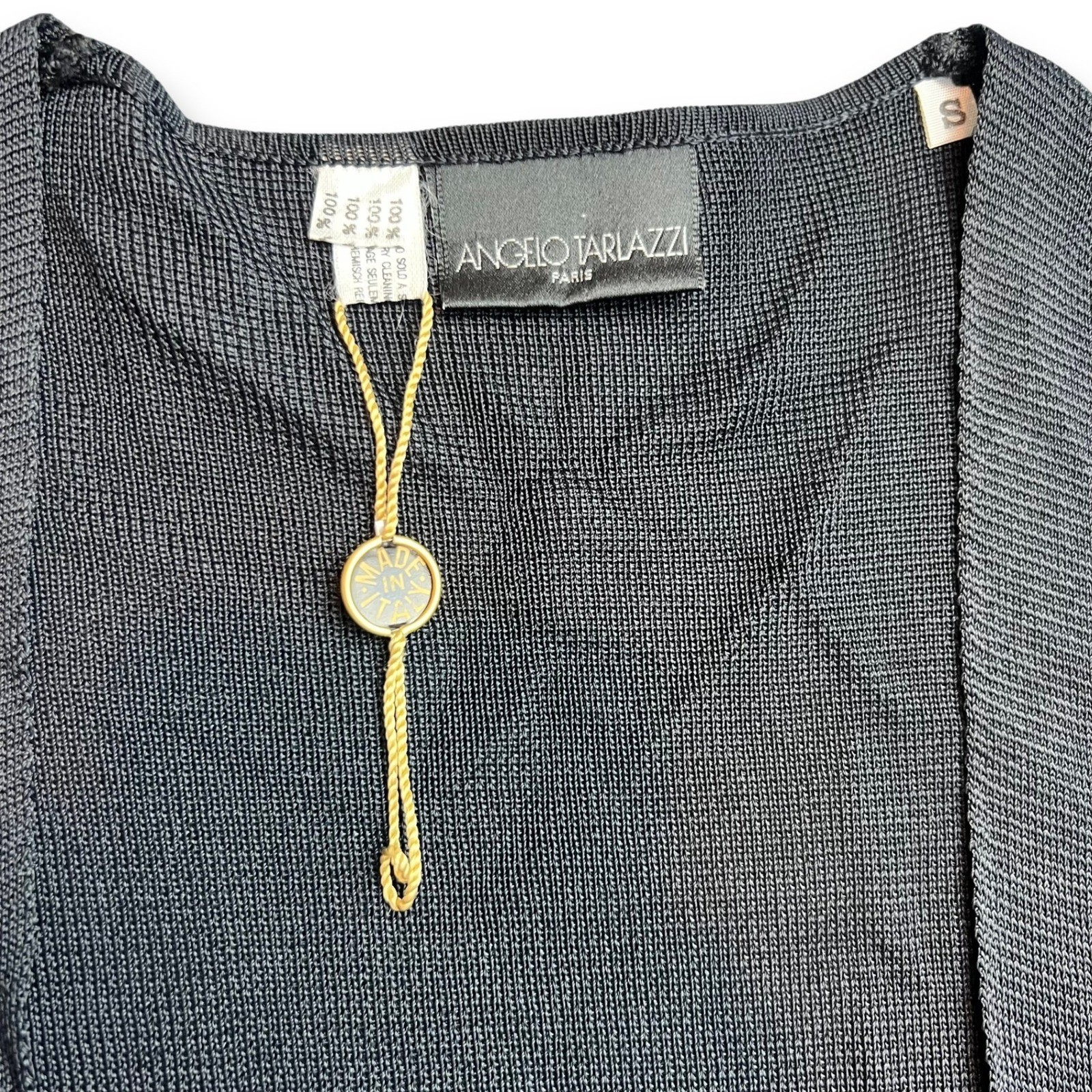 Vintage Angelo Tarlazzi Paris Cardigan Sweater Womens S Black Viscose Italy NWT