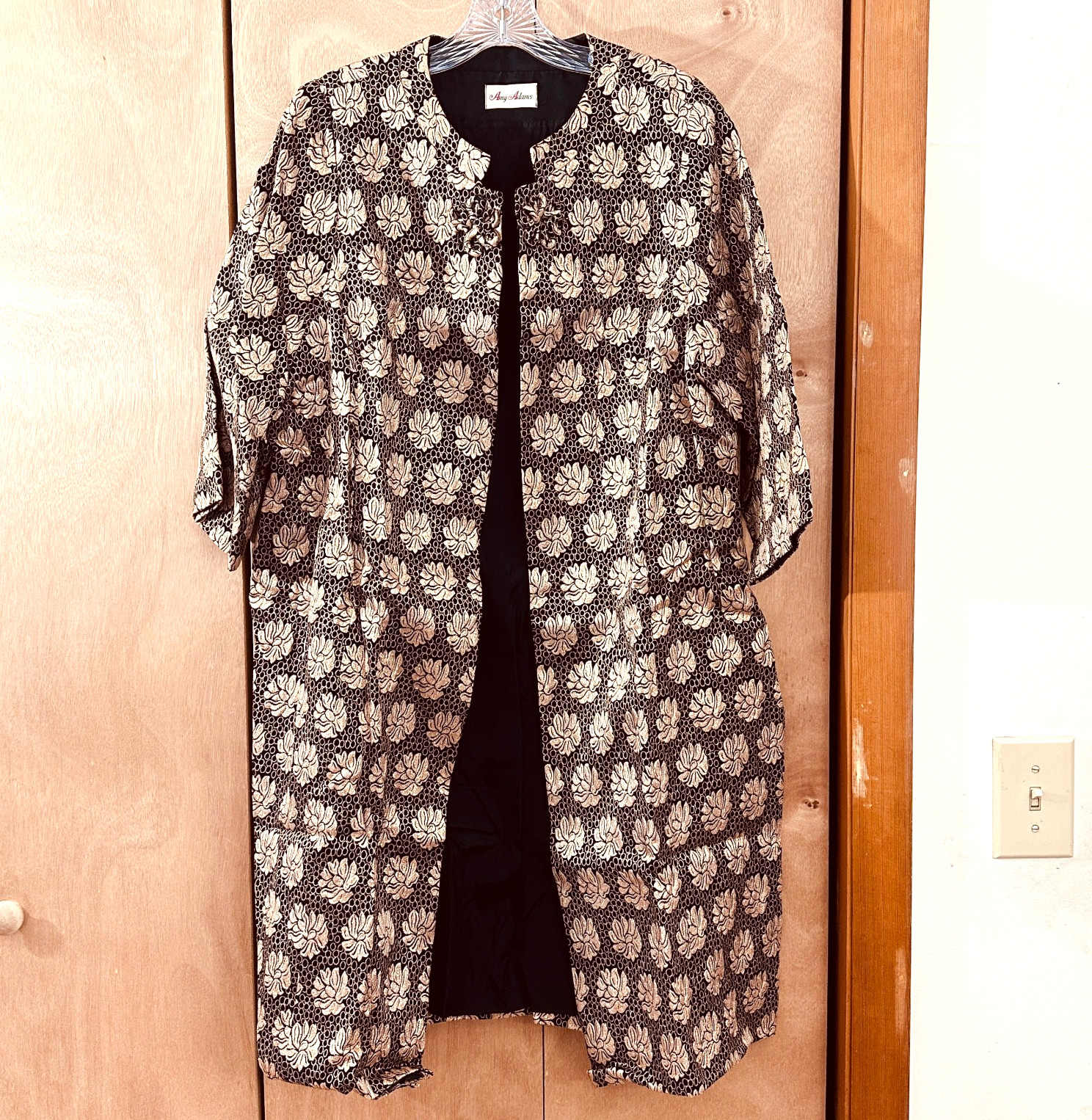 1970s Amy Adams Gold And Black Duster Len Dinner Coat FLAWS READ Disco Studio 54