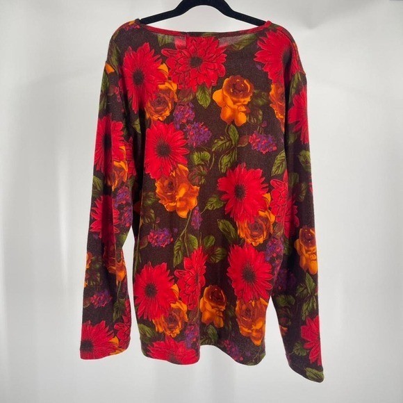 Retro Groovy Floral Colorful Top Long Sleeve Shirt 70s Style Medium Hippie Funky