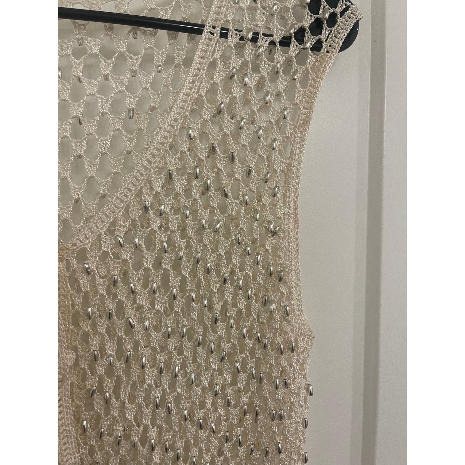 Vintage Y2K Beaded Crochet Euro Italian Cardigan Festival Chic Summer