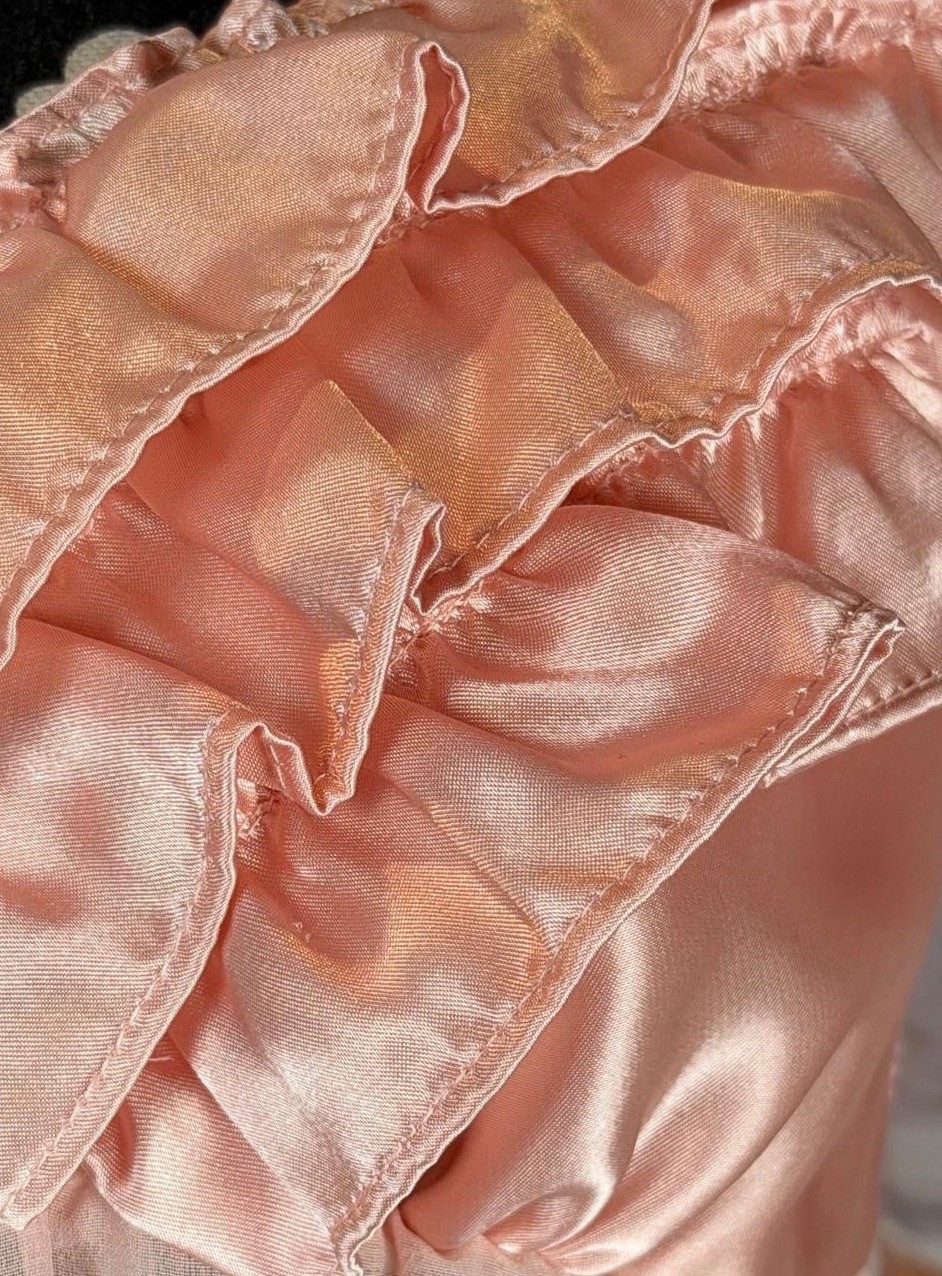 VTG Y2K Ambrielle™ Pink Sheer Chiffon Ruffled Satin Bra Babydoll Night Dress M