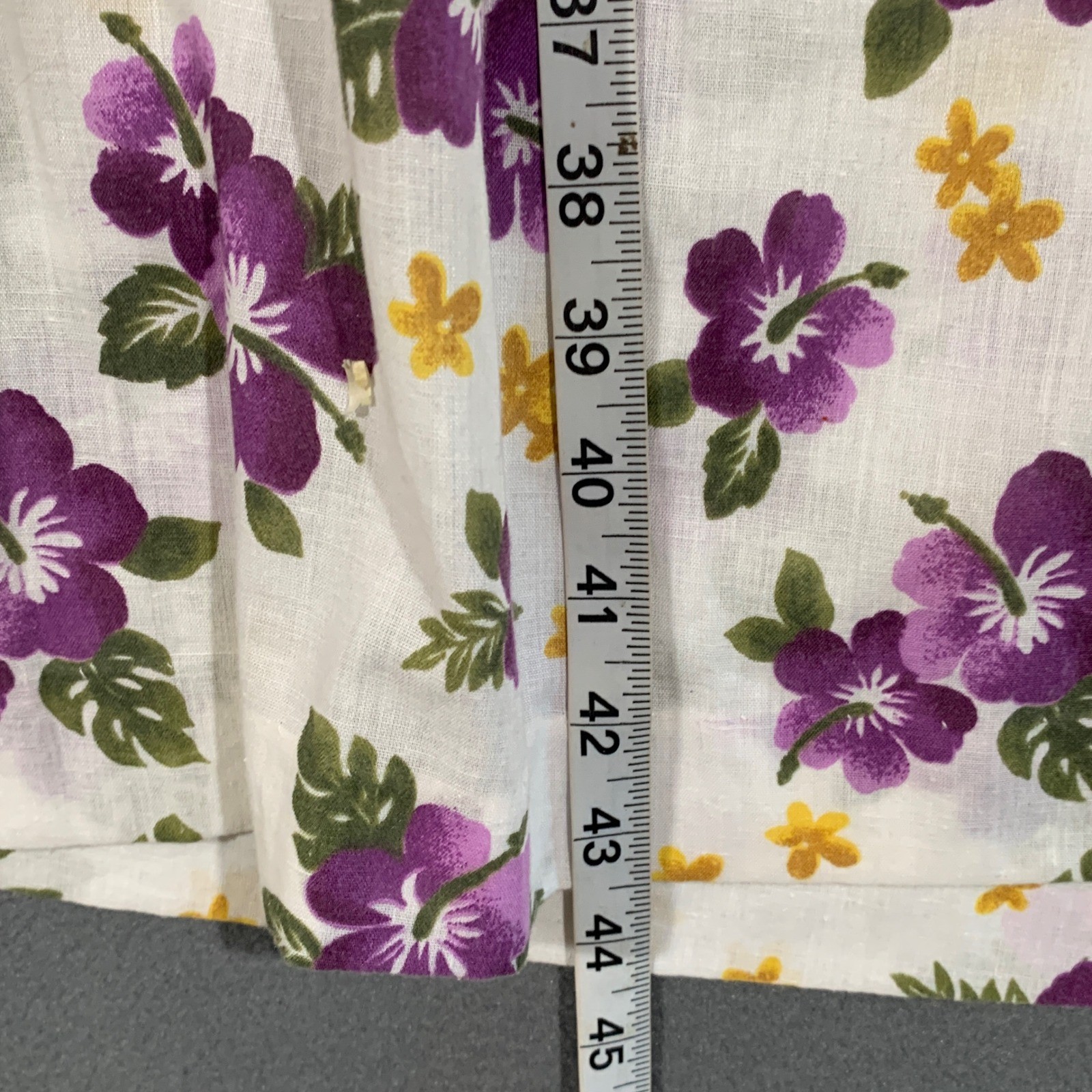 Handmade Floral Hibiscus Nap Dress Size S White Purple Vintage 50s Style