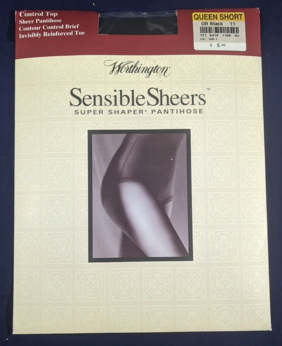 Worthington Sensible Sheers Pantihose Queen Short Off Black 11 Super Shaper