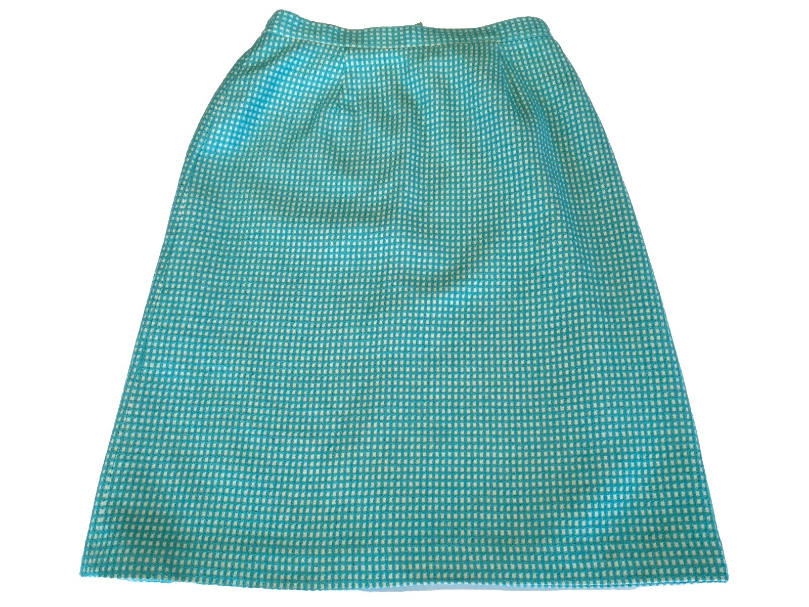 VTG 90’s I.S.C Silk A Lined Skirt Turquoise Blue Tweed Sz 10 Retro Timeless