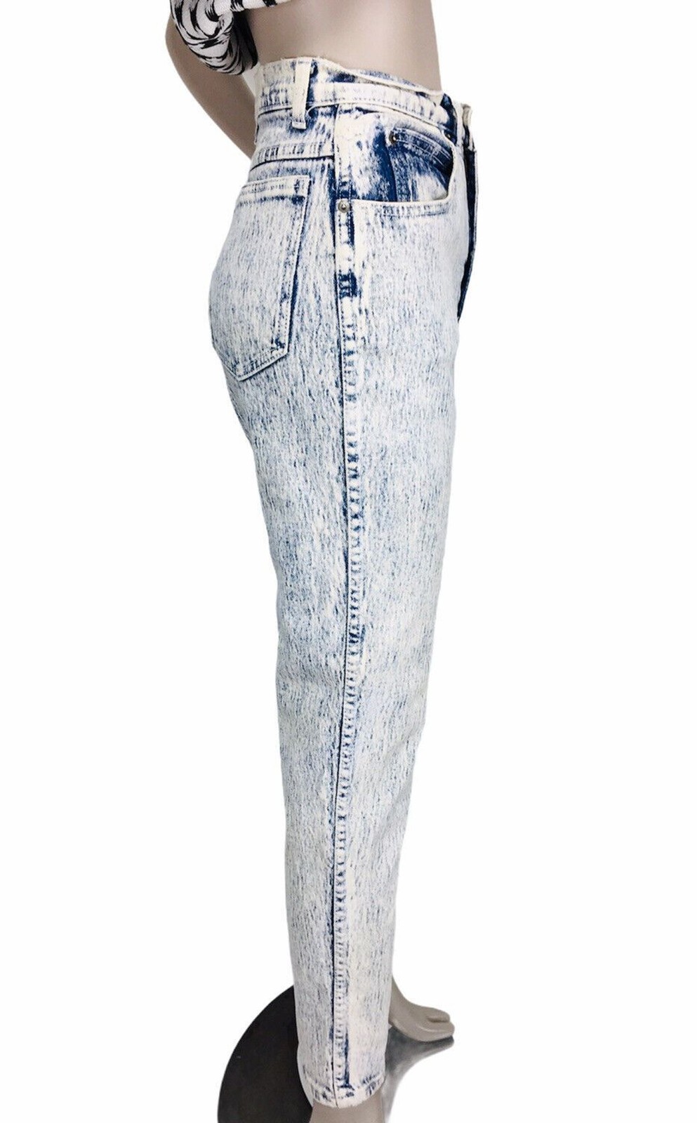 Vintage 80s STEFANO High-Waisted Stretch Acid Wash Skinny Jeans Size 8