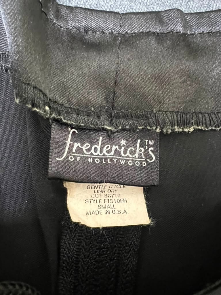 Vintage Frederick’s of Hollywood Black Satin Lace-Up Corset Tank Top Size Small