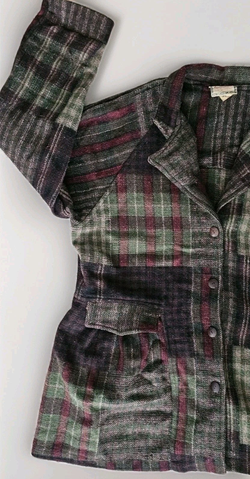Vintage April Cornell 100% Wool Plaid Jacket Womens Medium Large Red Green Black