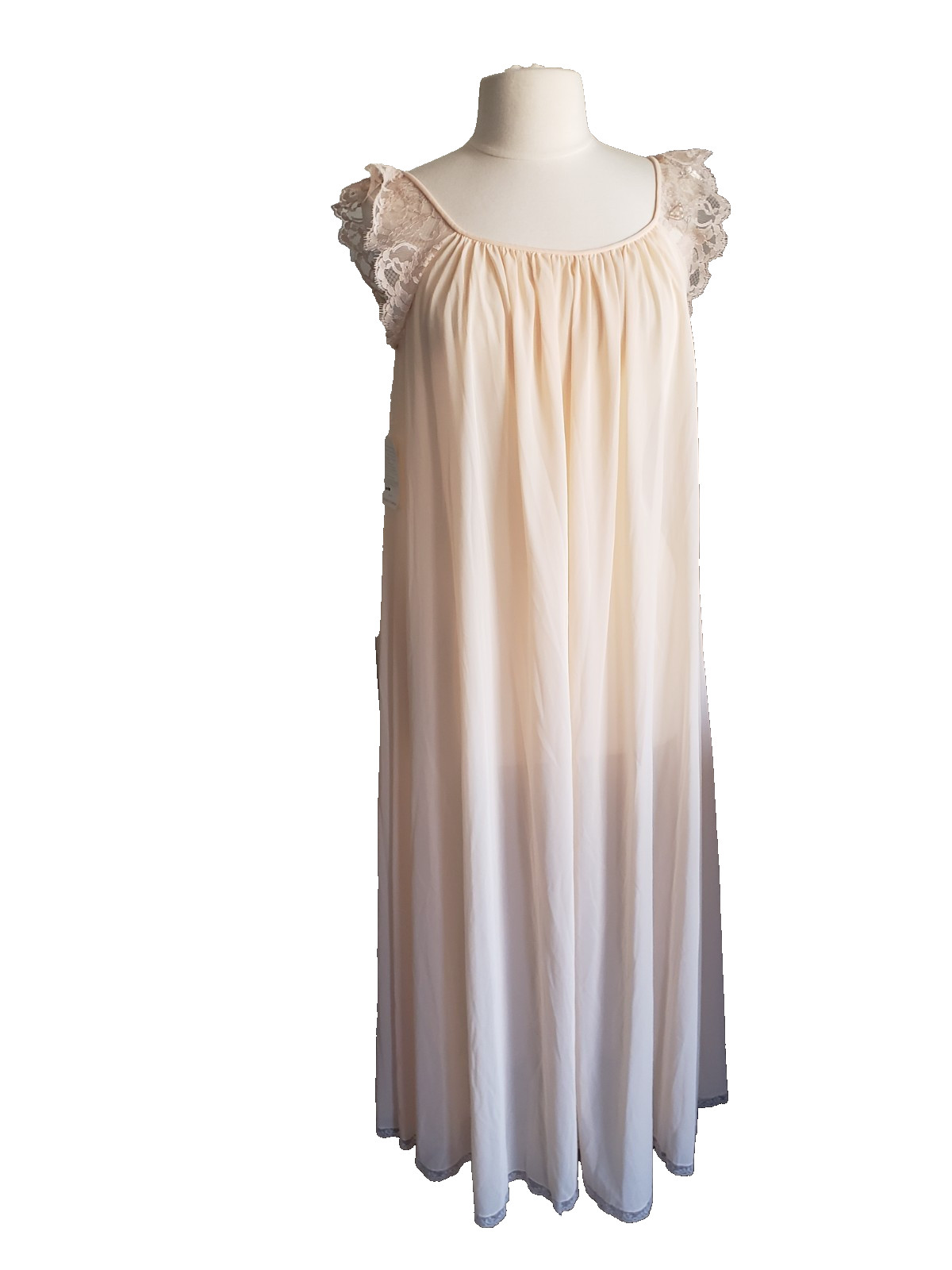 Vintage Claire Sandra by Lucie Ann Lace Peach Lingerie Nightgown Size S NWT