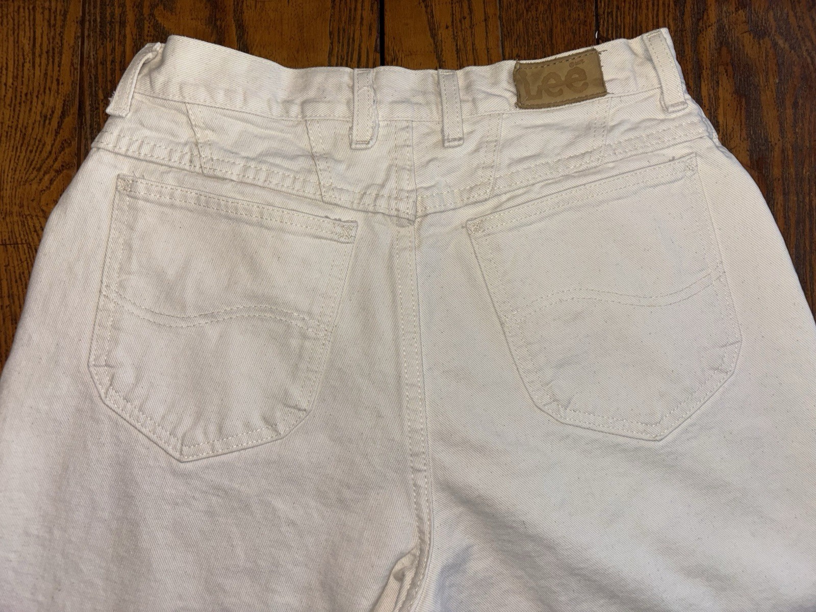 Vtg 80s Lee Mom Jeans Women’s 12L Off-White Cream Tapered High Rise 28 x 33 USA