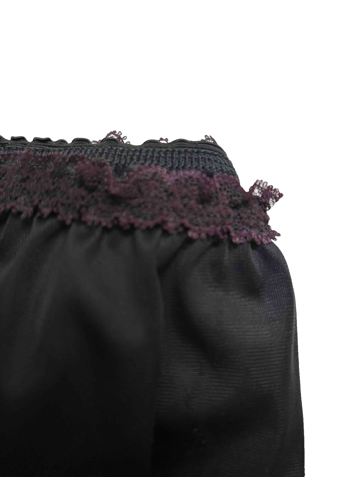 Vintage Black Nylon Half Slip Avian Large ILGWU USA Lace Trim Goth Cottage