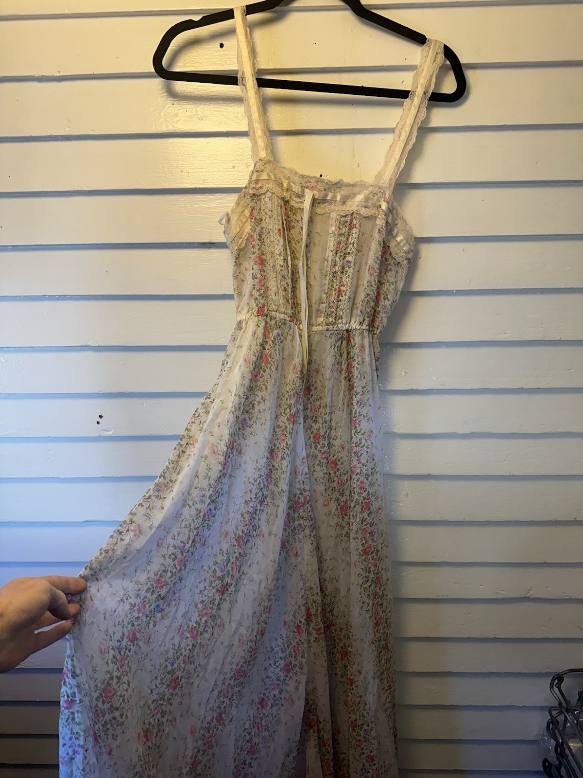 1970s 70s vintage Jody of California Sheer Floral Peasant Milkmaid boho Dress