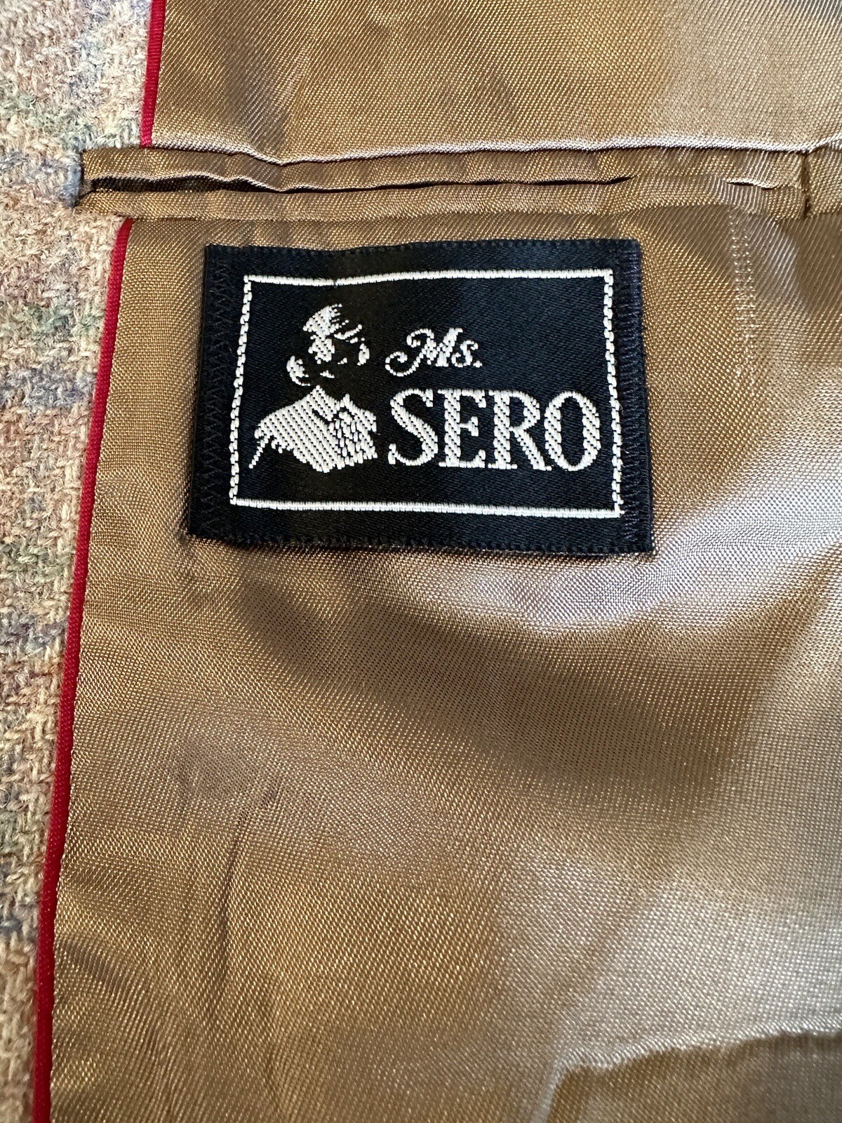 Vintage Ms.Sero Womens Pale Beige/Pink/Blue Wool Plaid Skirt Suit Sz 8 used