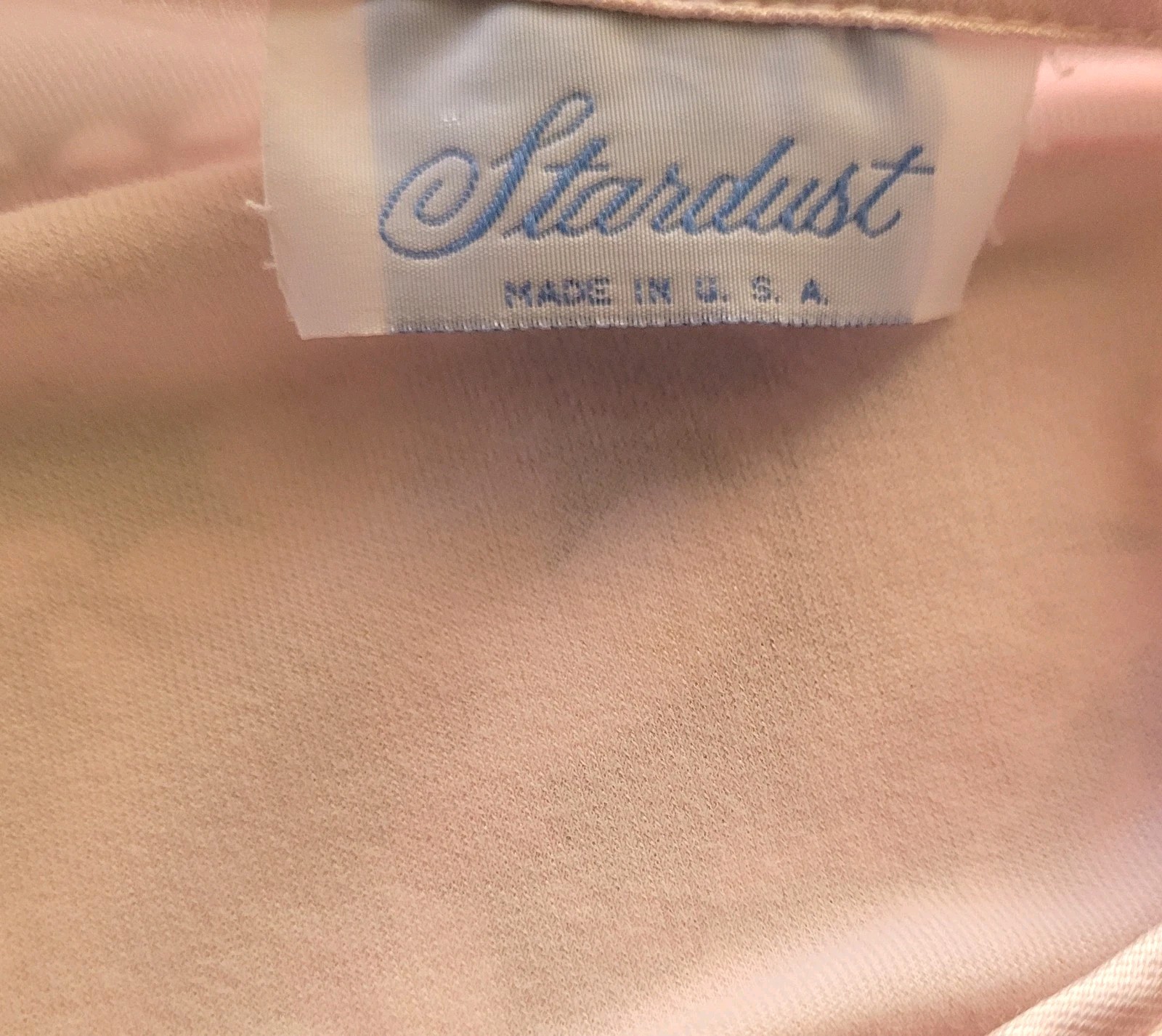 Vtg Stardust USA Pink Satin Brushed Lining Ruffled Lace LS Nightgown LG ●READ