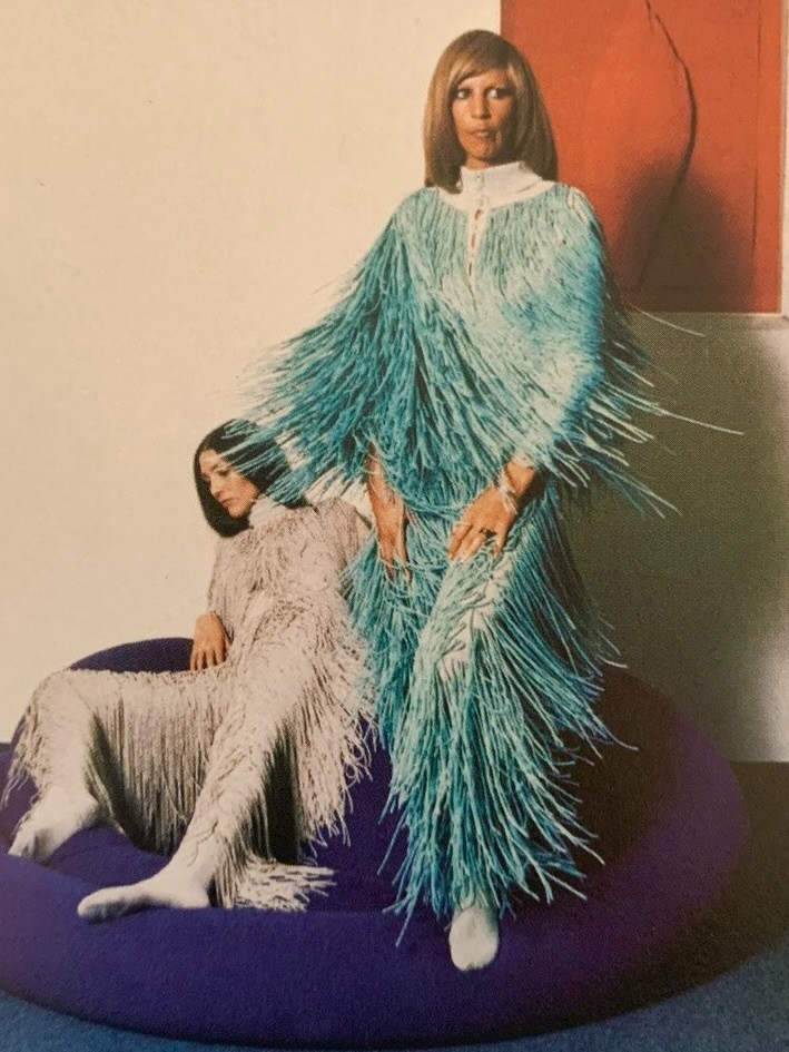 PIERRE CARDIN HAUTE COUTURE – 1973 Green Ombre Fringe Knit Ensemble, Size-4