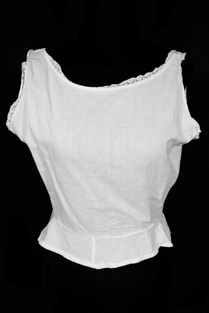Antique French Edwardian White Cotton Camisole 34″ Bust Small Exc Condition