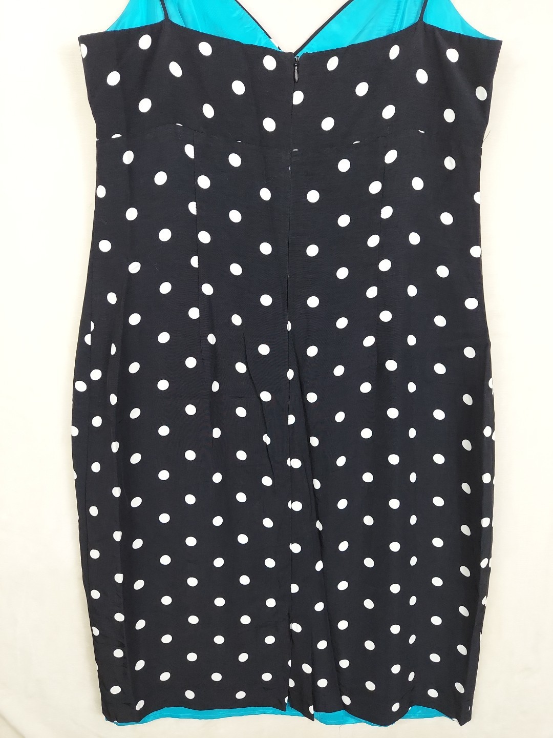 VTG 90s Positive Attitude Dress Womens 14 Sheath Black Dot Feminine Cocktail USA