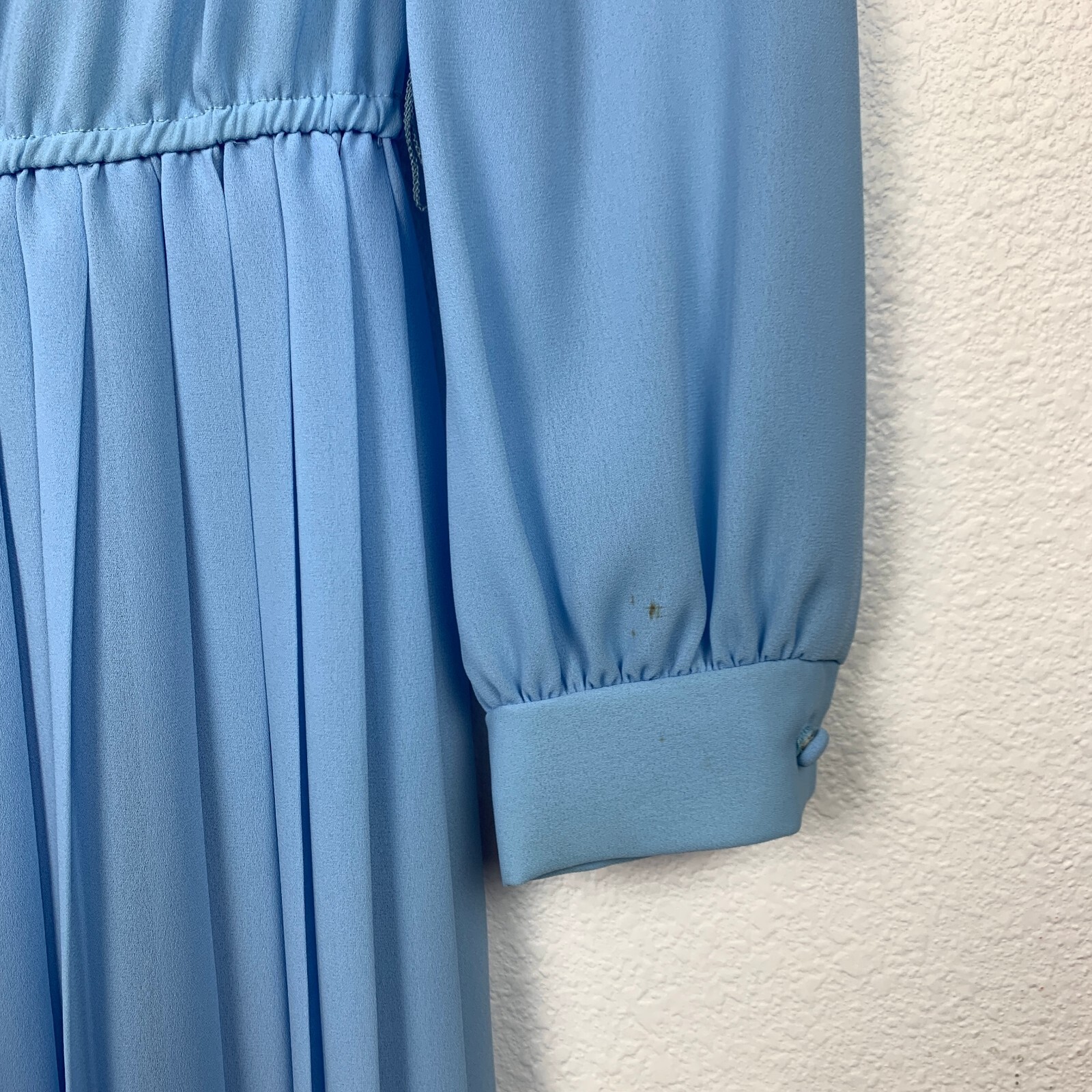 Vintage 80s Mavinette Blue Pleated Twirl Secretary Dress Twee Size 6