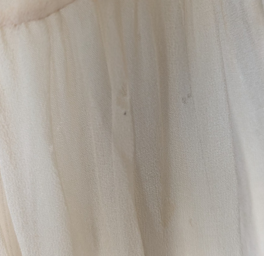 Antique 1920s silk beaded sheer dress beige flapper 40″ bust bead trim