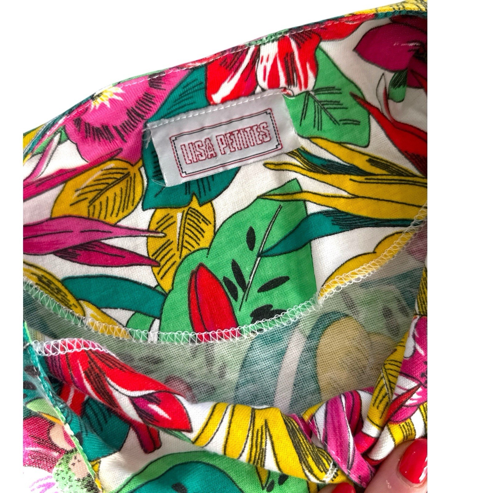 Lisa Petites Vintage 80s 2 Piece Tropical Crop Top MIDI Skirt Pockets 6 S/M