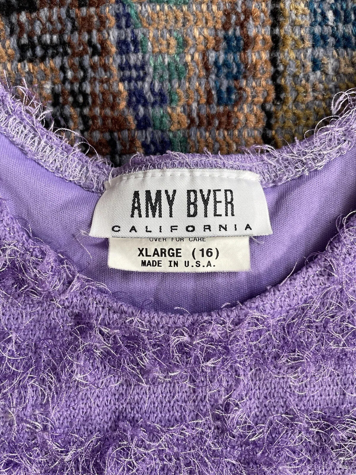 Vintage S Purple Top Amy Byer Rave Club Y2K 90s Fuzzy Lavender EUC