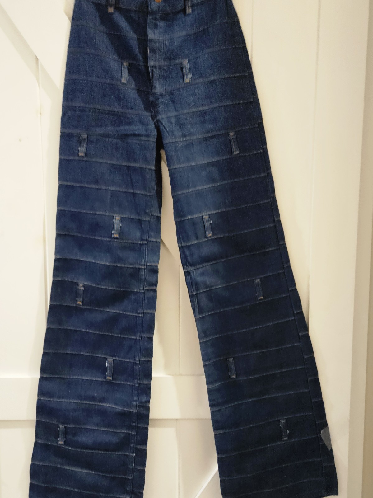 NWOT 60s70s VTG MAVERICK High Waisted Wide-leg BELL BOTTOMS Dark Denim Jeans…