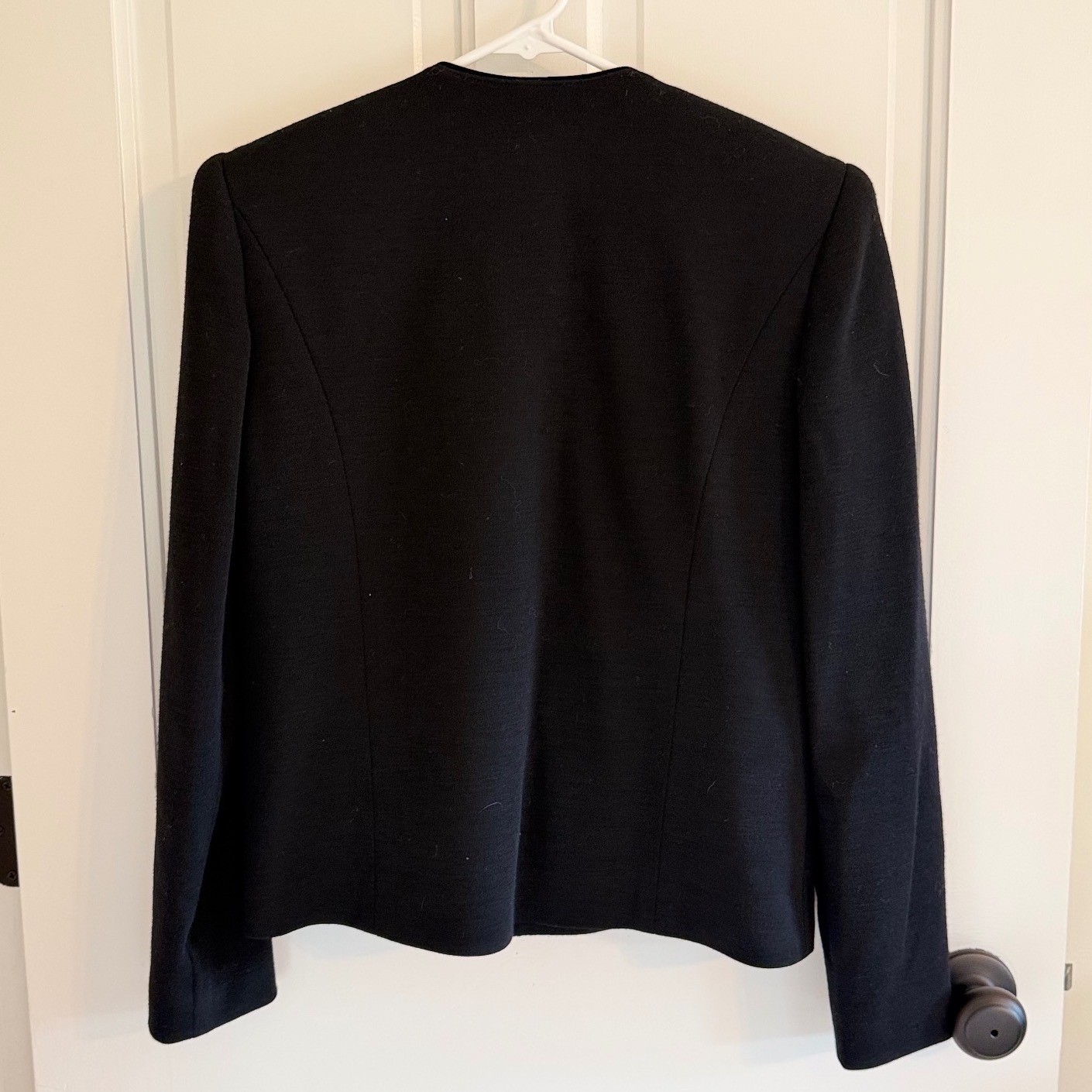 Vintage Ciao Ltd Hong Kong Black Wool Beaded Leaf Blazer Jacket Size 6 80s
