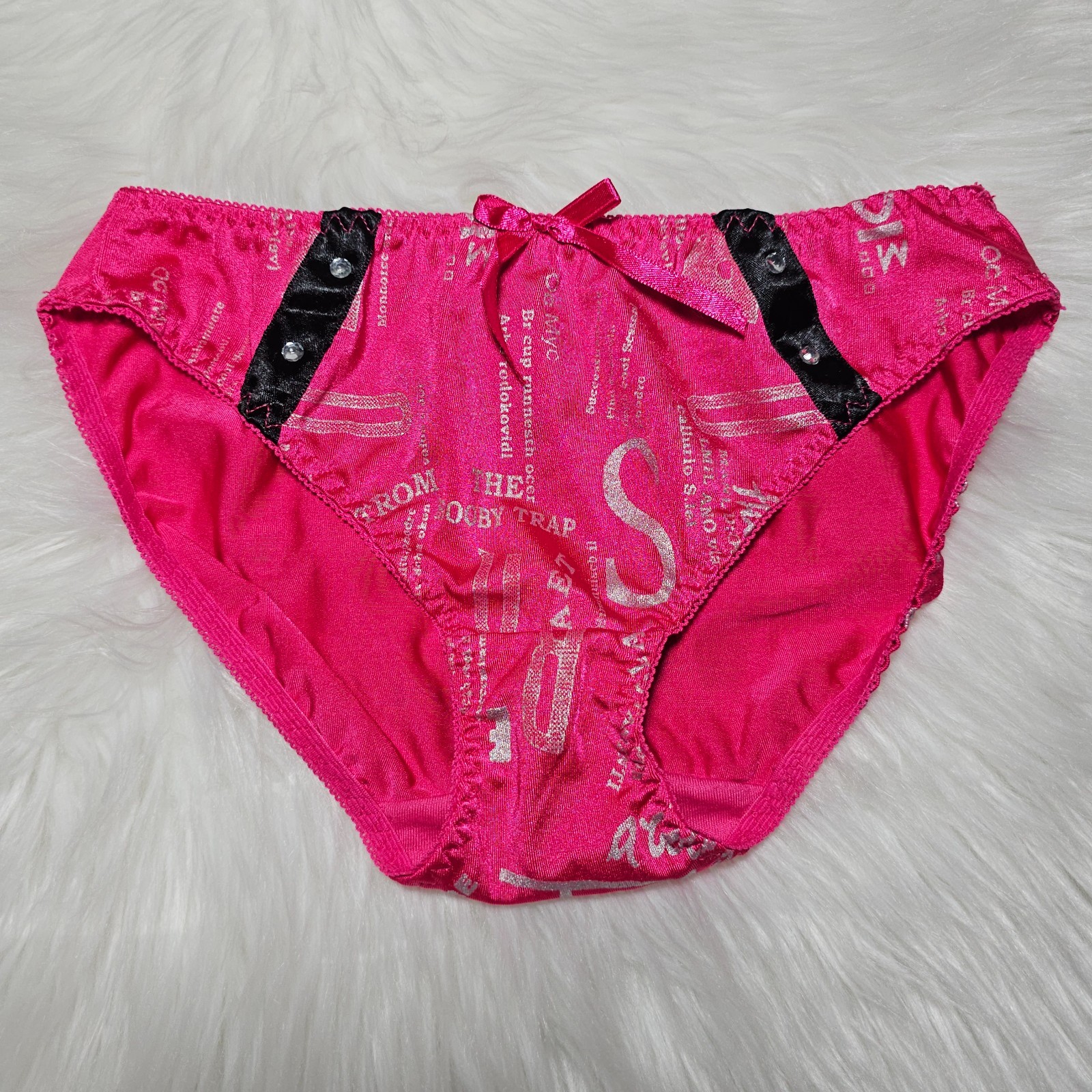 VTG Silky Panty Hot Pink Bikini Sissy Nylon Elastane Brief Size Small Hip 32-36″