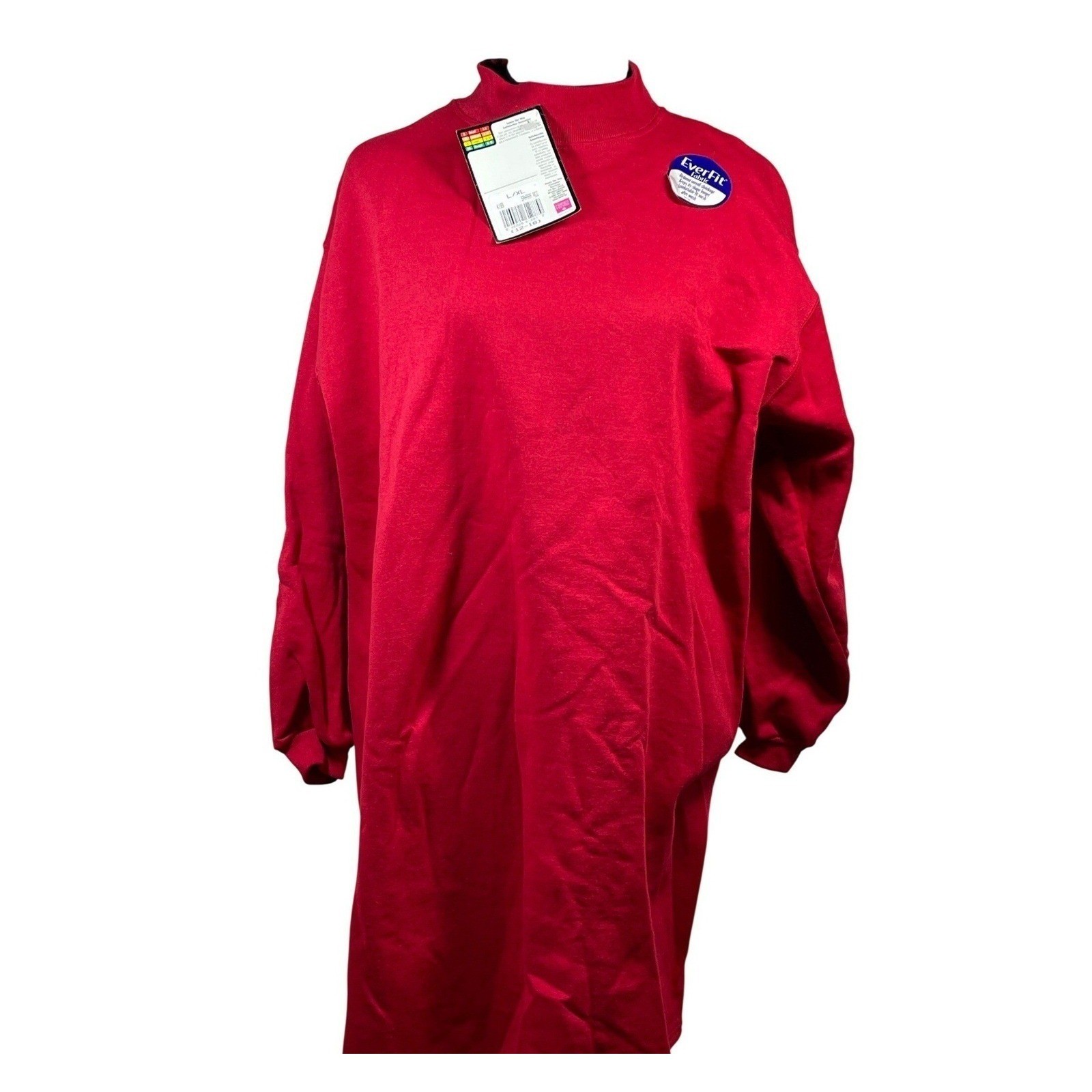 Vintage Hanes Her Way Sweatshirt Dress Sahara Red Mock Neck NWT 90s L/XL