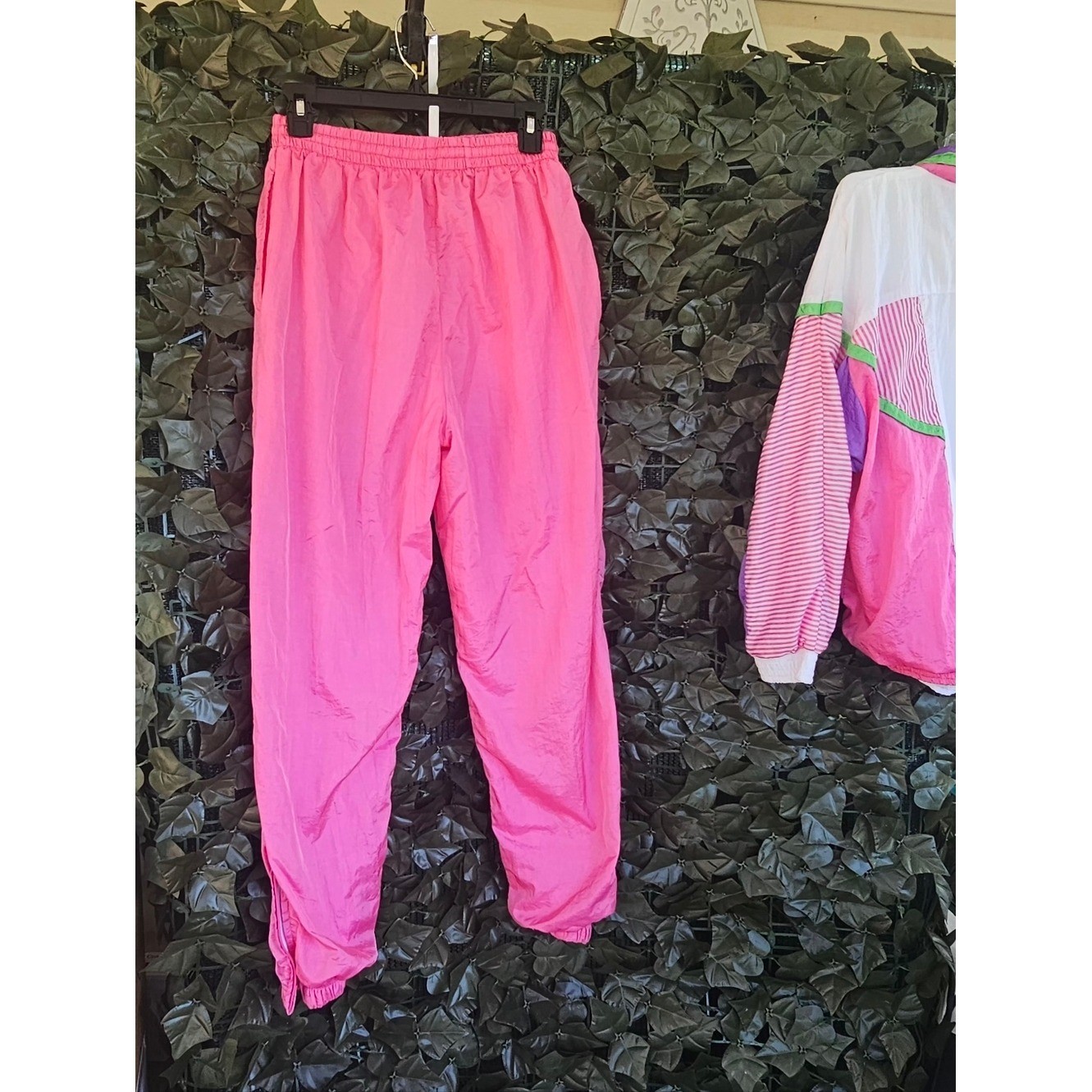 VTG 90s Windbreaker Track Suit Neon Womens Small Casual Isle Nylon