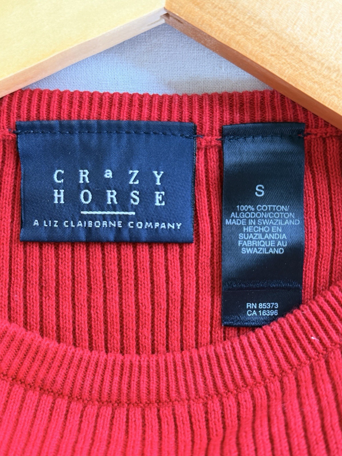 Vintage 90’s Crazy Horse Liz Claiborne Women’s Cotton Top, Red Striped, Size S